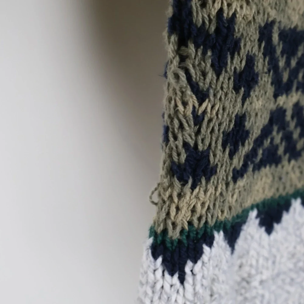 Vintage Great Lakes Recreation Geometric Chunky Knit‎ Sweater Men's XL 24x29